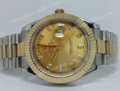 Replica Rolex Day-Date II Two Tone Gold Face Mens Watch